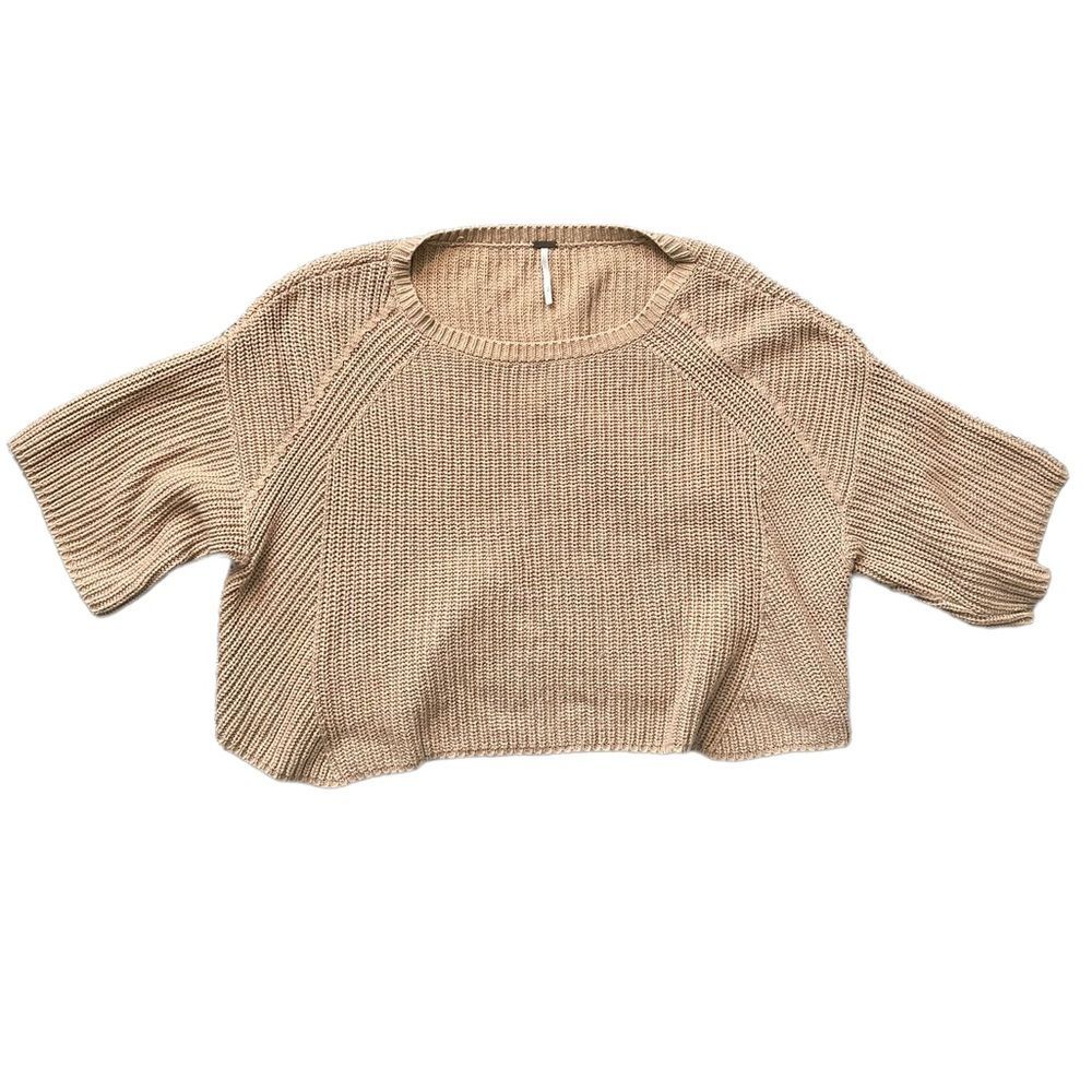 FREE PEOPLE Cropped Oversized Knit Short Sleeve Sweater Size Small